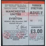 1987-88 MANCHESTER UNITED V EVERTON TICKET