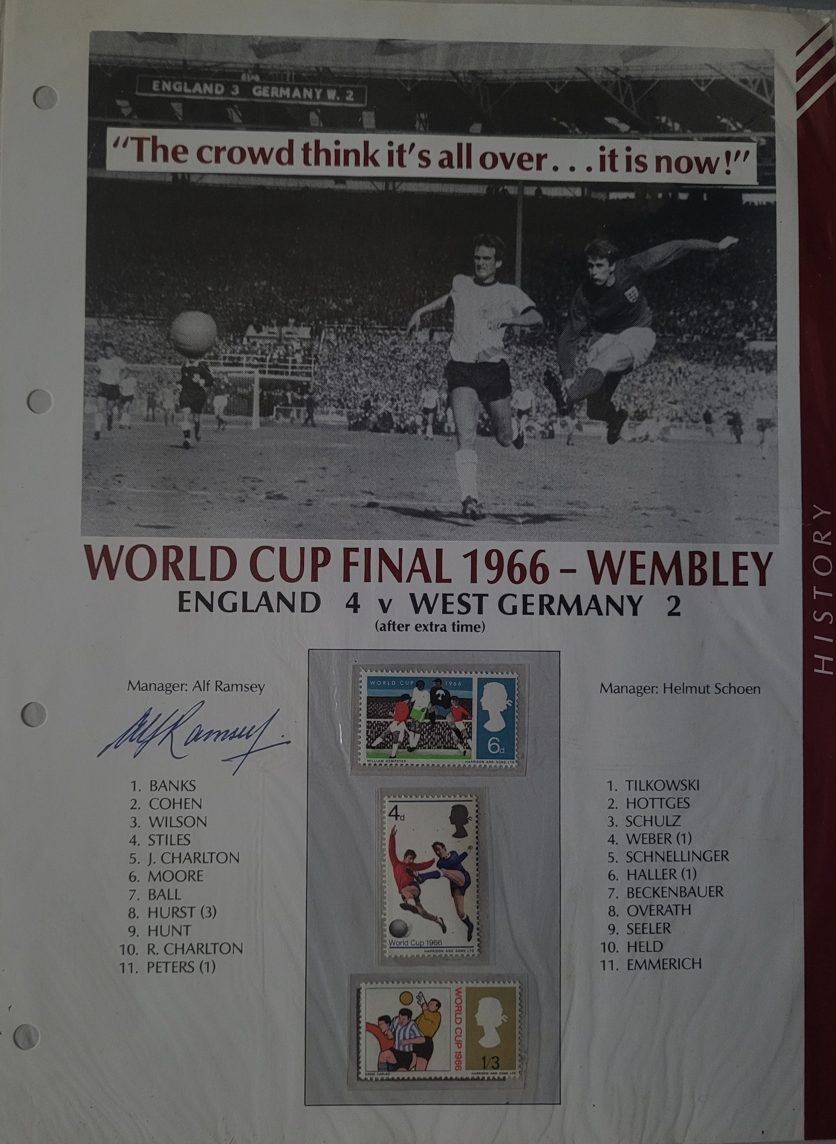 1966 WORLD CUP ALF RAMSEY AUTOGRAPH