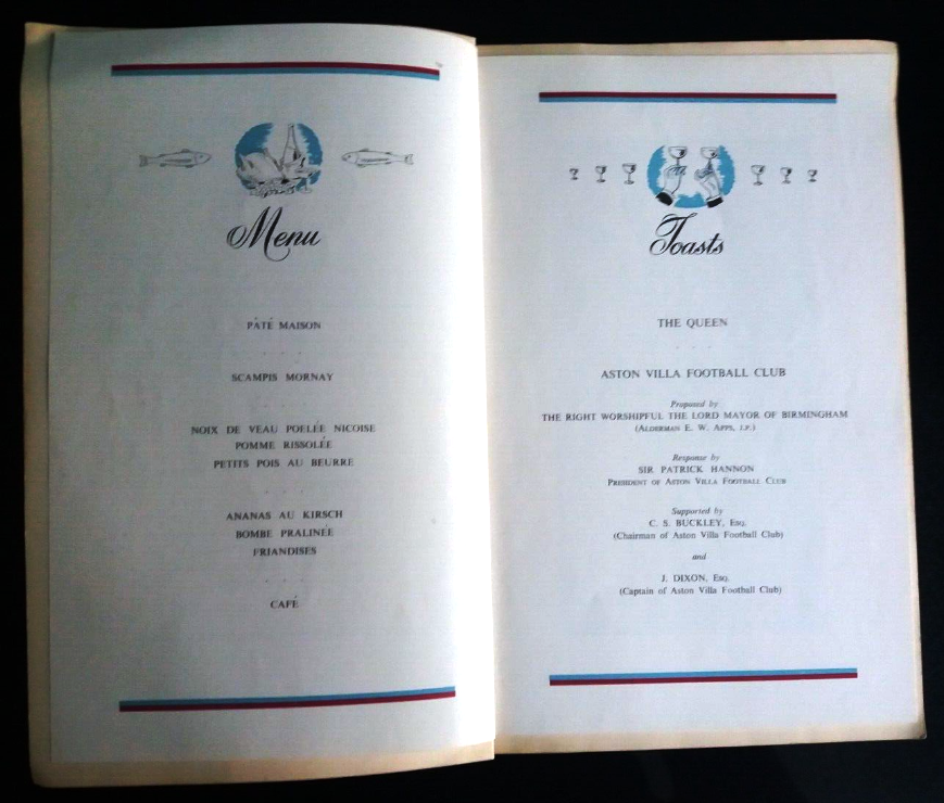 ASTON VILLA 1957 FA CUP FINAL WINNERS MENU.SIGNED BY 30 ViLLA PLAYERS 1890'S TO 1957. - Image 5 of 5