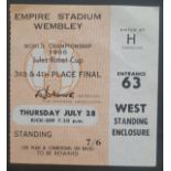 1966 WORLD CUP 3RD & 4TH PLACE FINAL USSR V PORTUGAL TICKET