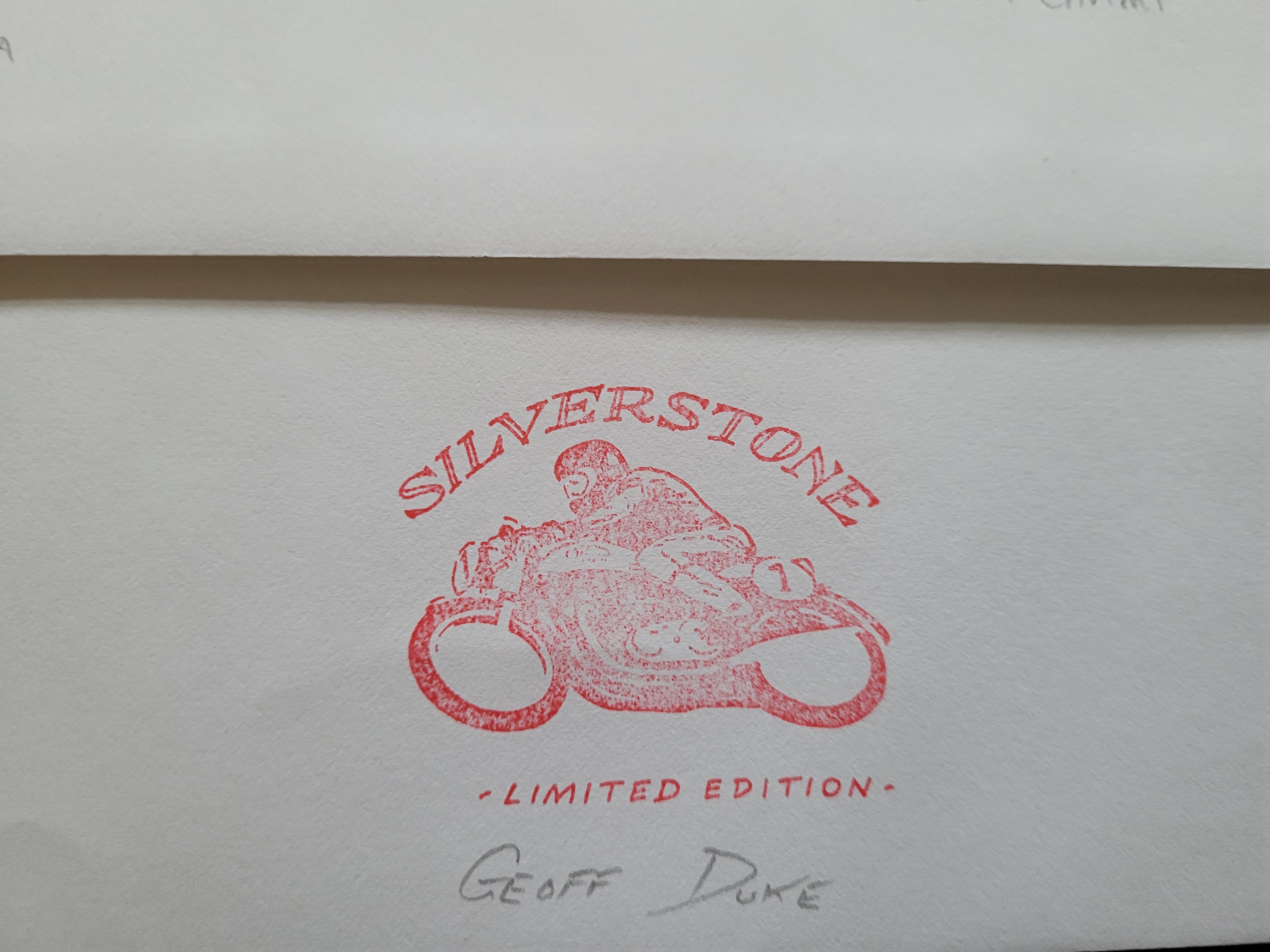 MOTORCYCLE RACING SILVERSTONE LIMITED EDITION POSTAL COVER AUTOGRAPHED BY GEOFF DUKE - Image 2 of 2