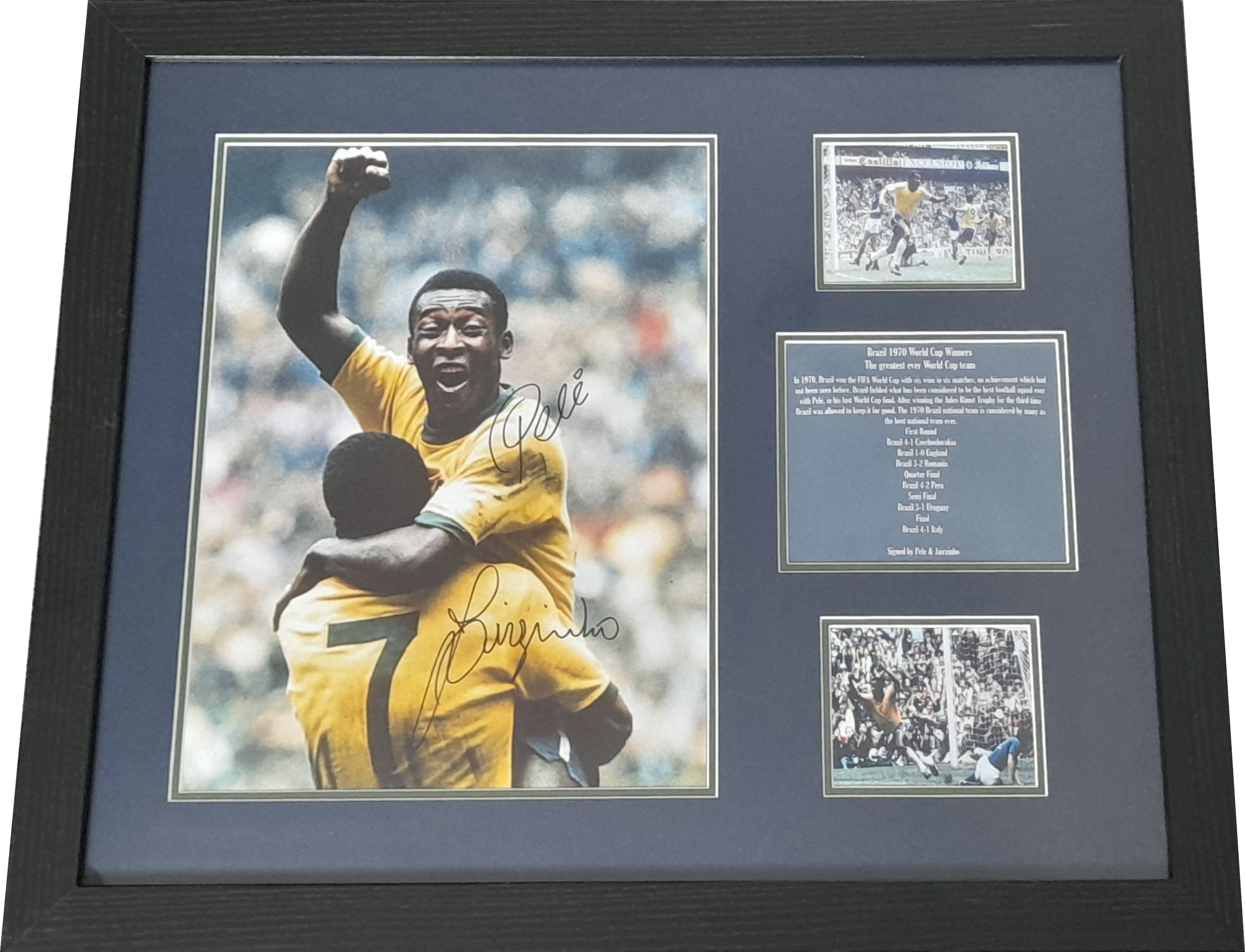 BRAZIL 1970 WORLD CUP PELE & JAIRINHO AUTOGRAPHED & FRAMED PHOTO