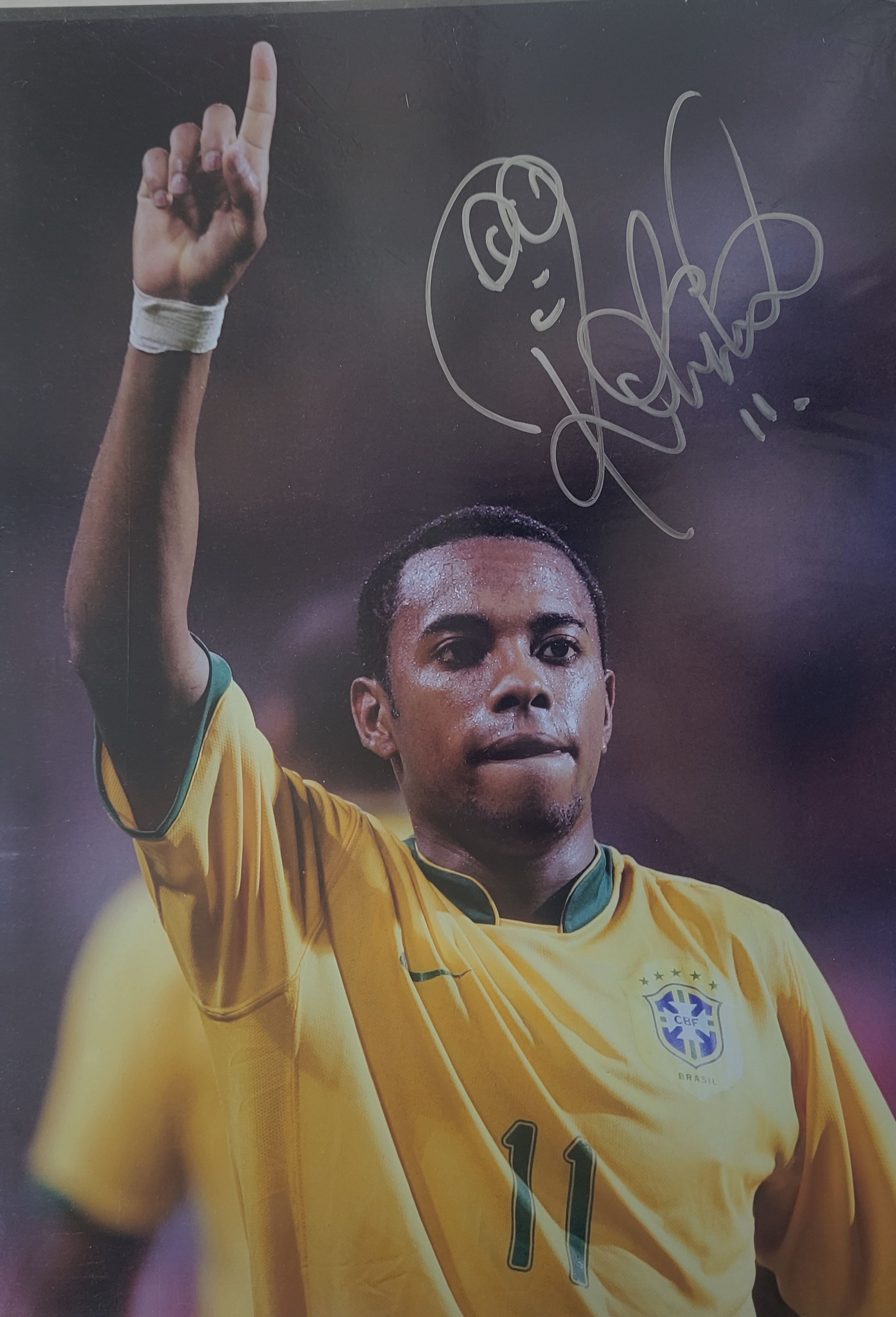 BRAZIL ROBINHO LARGE AUTOGRAPHED PHOTO