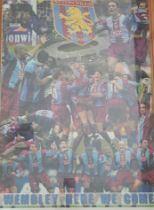 ASTON VILLA AUTOGRAPHED WEMBLEY HERE WE COME POSTER
