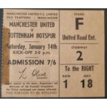 1966-67 MANCHESTER UNITED V TOTTENHAM HOTSPUR TICKET