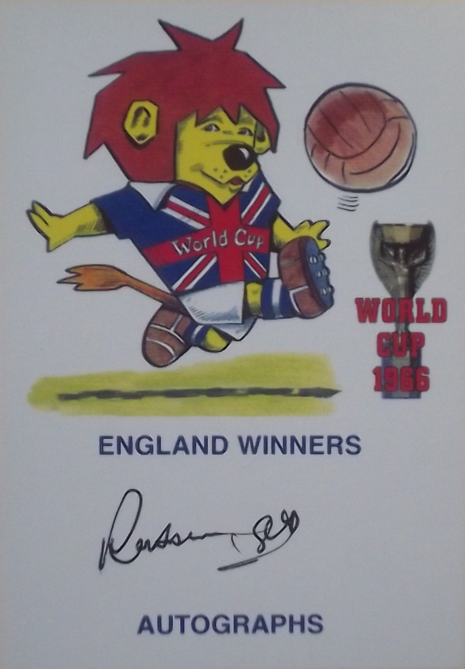 ENGLAND 1966 WORLD CUP WILLIE CARD AUTOGRAPHED BY RON SPRINGETT