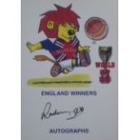 ENGLAND 1966 WORLD CUP WILLIE CARD AUTOGRAPHED BY RON SPRINGETT