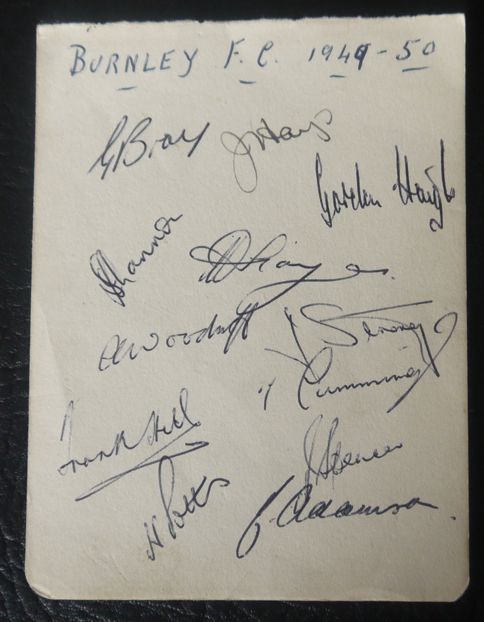 1949-50 BURNLEY AUTOGRAPH PAGE