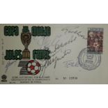 BRAZIL 1970 WORLD CUP POSTAL COVER AUTOGRAPHED BY 5 INC PELE