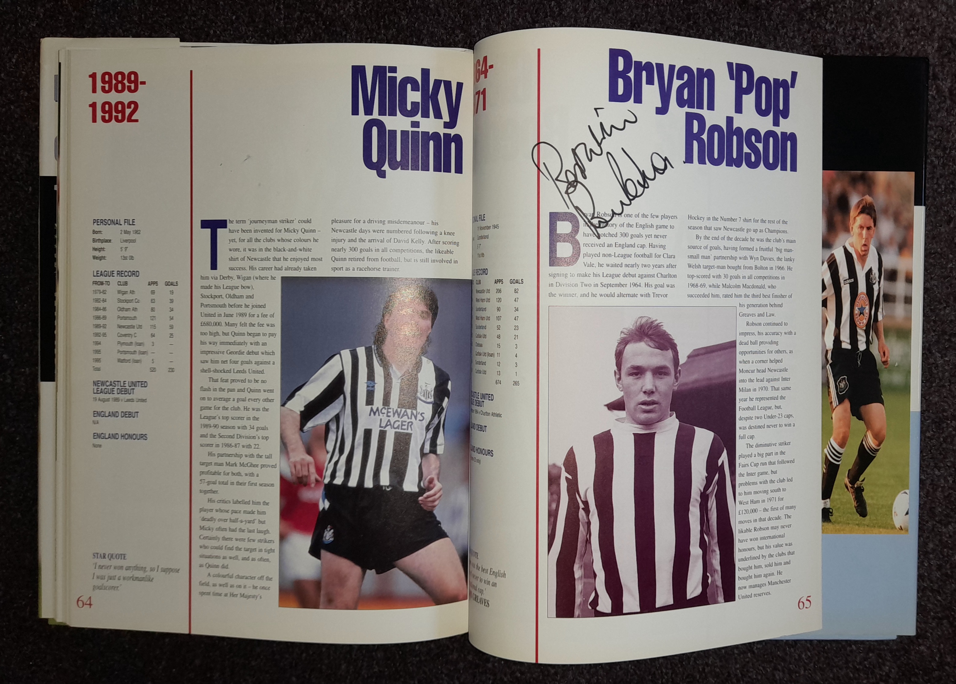 NEWCASTLE UNITED ALL TIME GREATS PRIDE OF THE TOON ARMY AUTOGRAPHED BOOK - Image 6 of 7