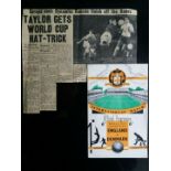 1956 ENGLAND V DENMARK WORLD CUP QUALIFIER PROGRAMME & MATCH PEPORT