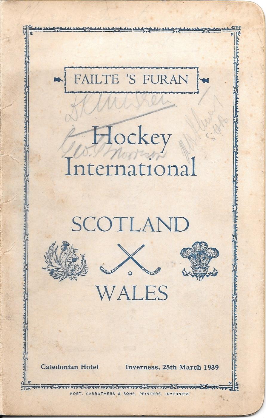 1939 SCOTLAND V ENGLAND MULTI SIGNED HOCKEY INTERNATIONAL MENU