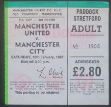 1986-87 MANCHESTER UNITED V MANCHESTER CITY FA CUP 3RD ROUND TICKET