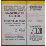 1984-85 MANCHESTER UNITED V SHEFFIELD WEDNESDAY TICKET