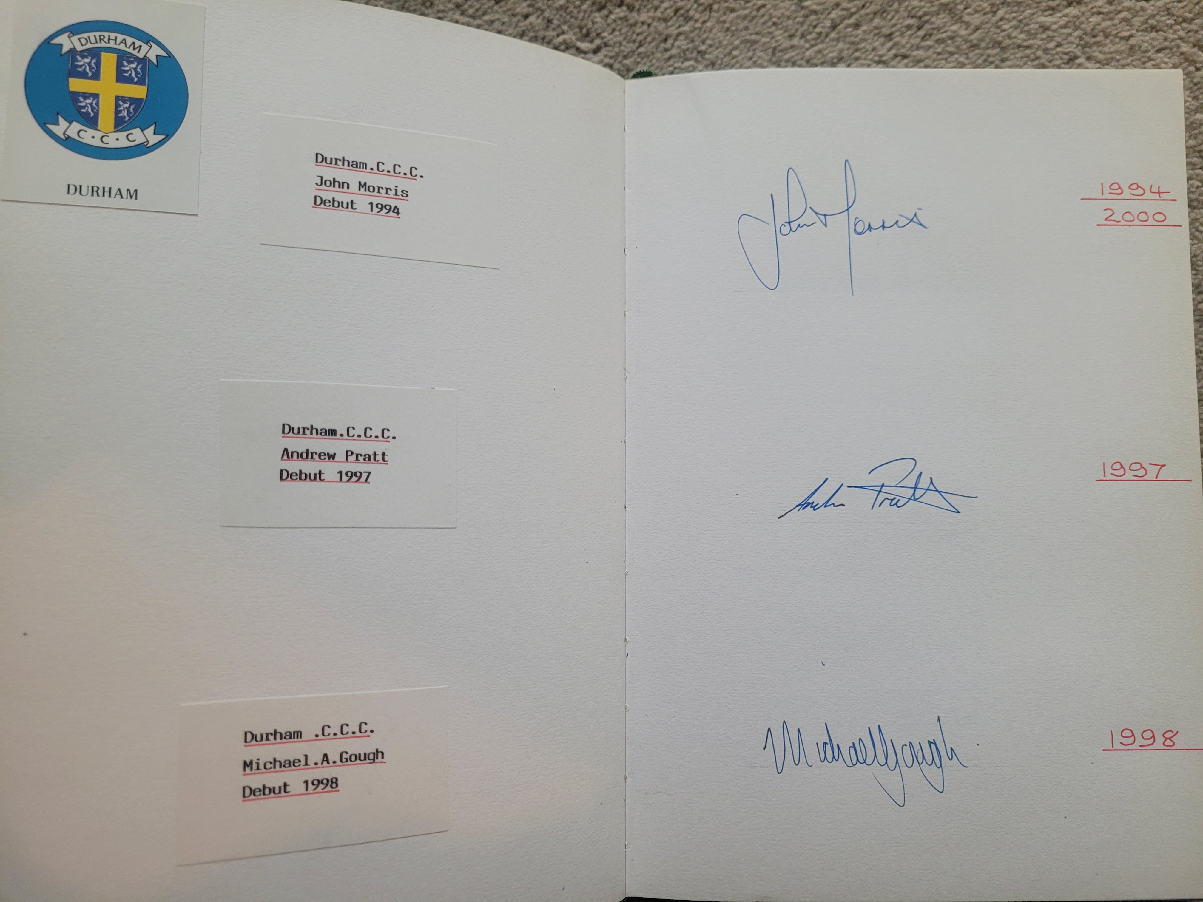 CRICKET AUTOGRAPH BOOK DERBYSHIRE, DURHAM, ESSEX, GLAMORGAN & GLOUCESTERSHIRE - Image 4 of 11