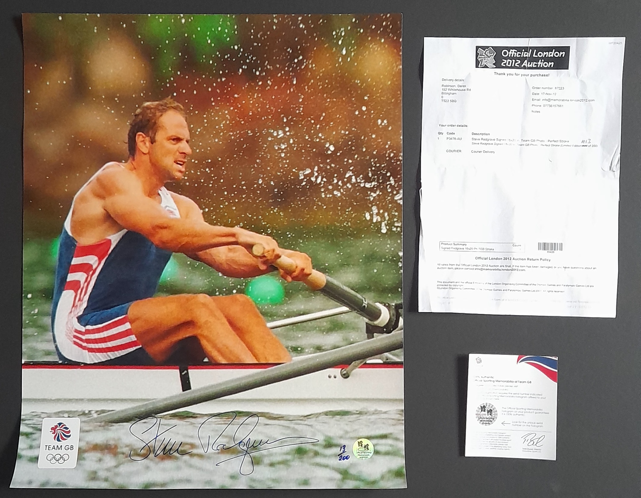 1996 OLYMPICS STEVE REDGRAVE OFFICIAL AUTOGRAPHED PHOTO