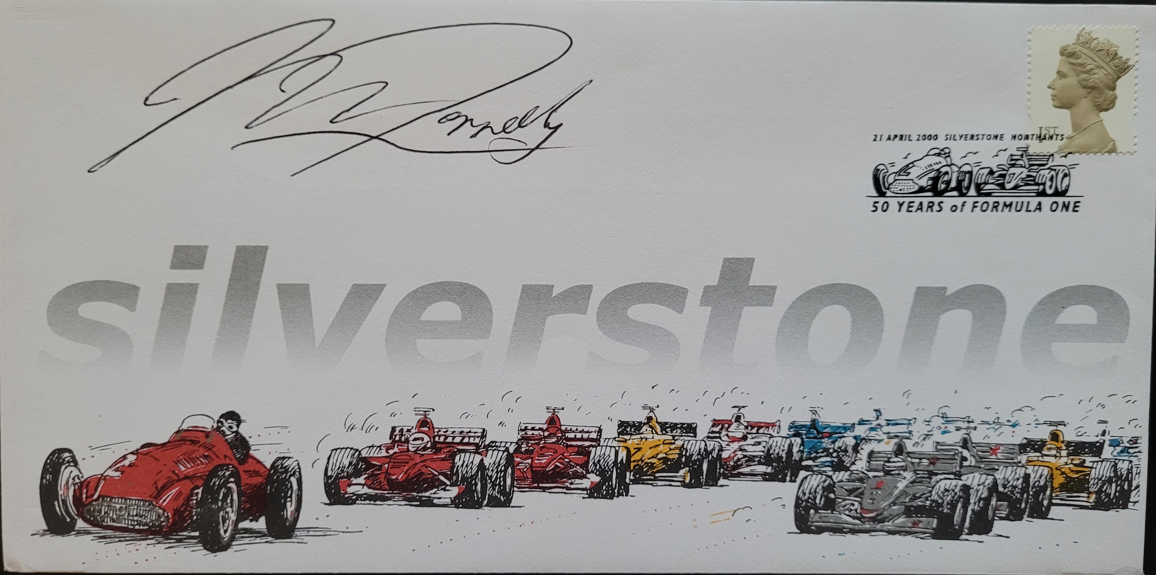 2000 SILVERSTONE LIMITED EDITION MOTOR RACING POSTAL COVER AUTOGRAPHED BY MARTIN DONNELLY