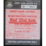 1991-92 WEST HAM V MANCHESTER UNITED TICKET