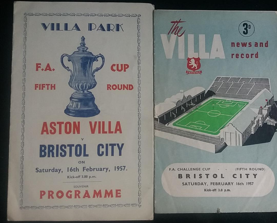 1956-57 ASTON VILLA V BRISTOL CITY FA CUP OFFICIAL PROGRAMME & PIRATE