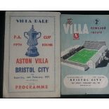 1956-57 ASTON VILLA V BRISTOL CITY FA CUP OFFICIAL PROGRAMME & PIRATE