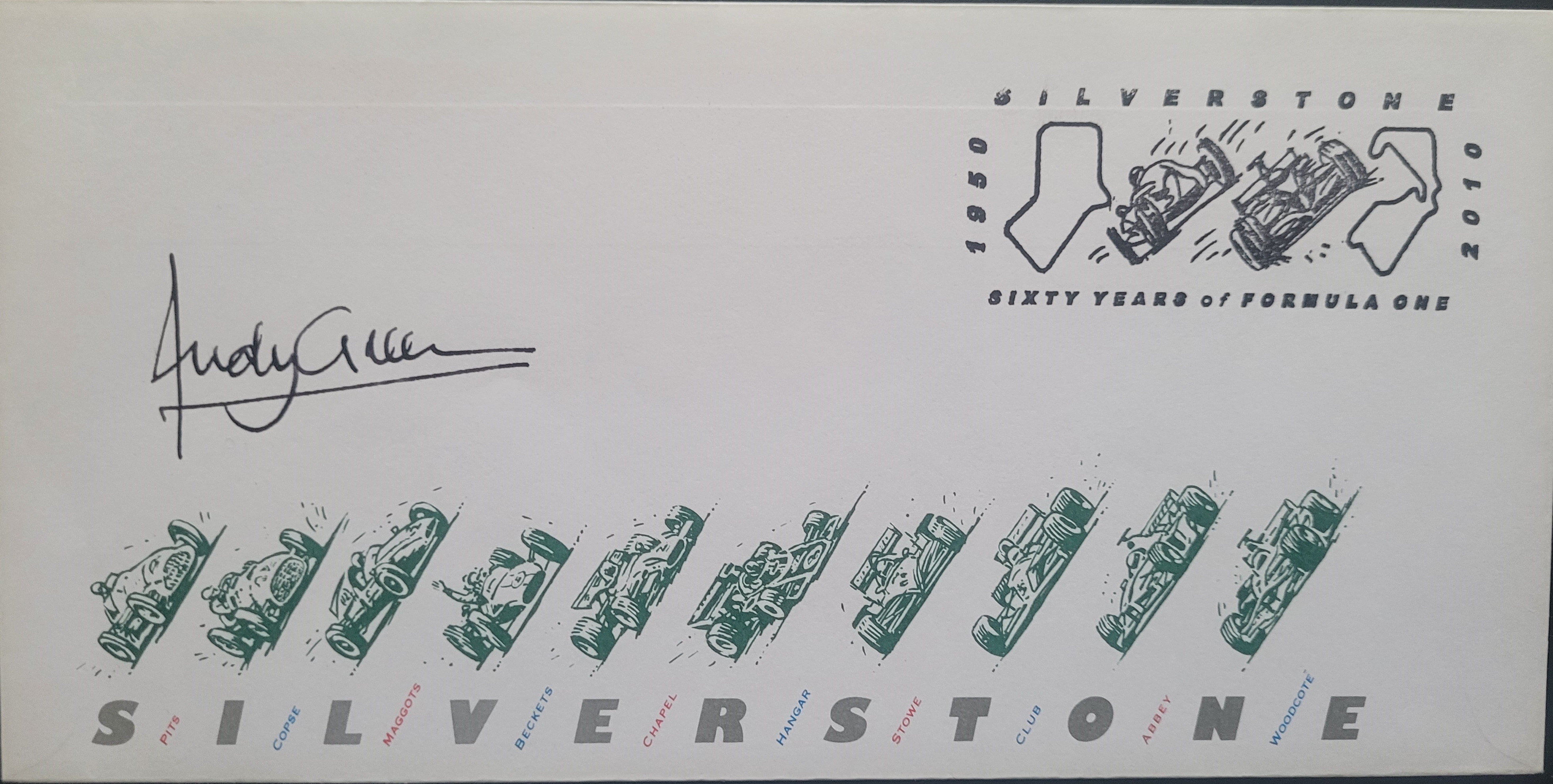 2010 SILVERSTONE LTD EDITION POSTAL COVER AUTOGRAPHED BY ANDY GREEN LAND SPEED WORLD RECORD HOLDER