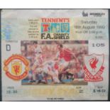 1990 FA CHARITY SHIELD LIVERPOOL V MANCHESTER UNITED TICKET