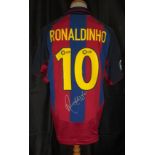 BARCELONA REPLICA SHIRT AUTOGRAPHED BY RONALDINHO