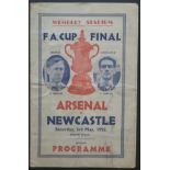 1952 FA CUP FINAL ARSENAL V NEWCASTLE UNITED PIRATE PROGRAMME