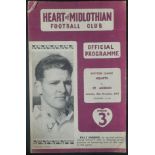 1957 HEARTS V ST MIRREN AUTOGRAPHED BY BILLY HIGGINS