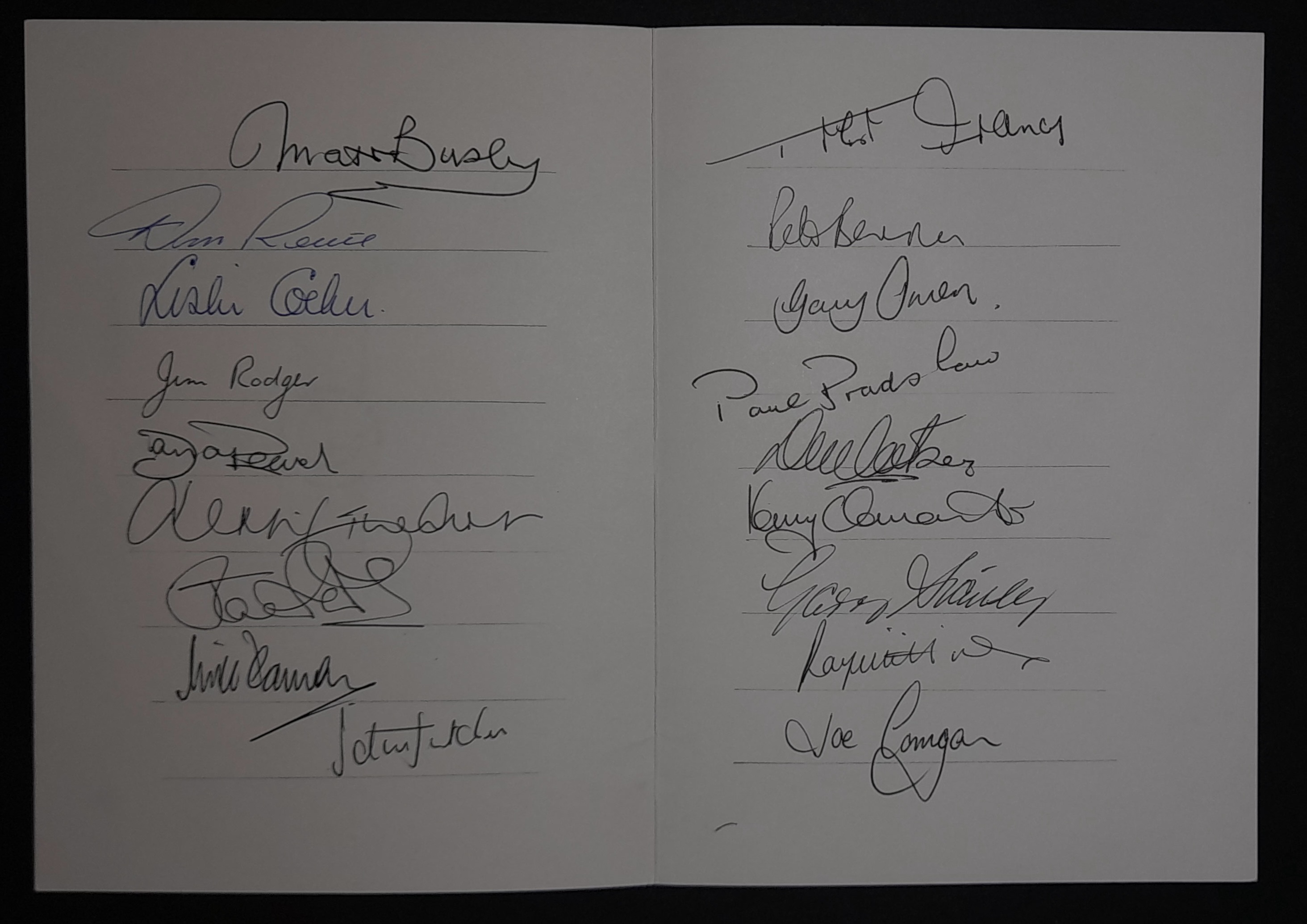 1977 ENGLAND AUTOGRAPHS FROM THE MATCH V GLASGOW AT HAMPDEN