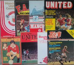 MANCHESTER UNITED POSTERS, HANDBOOKS, ANNUALS, POSTAL COVERS ETC
