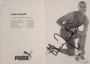ATHLETICS COLIN JACKSON AUTOGRAPHED PUMA PROMOTIONAL CARD