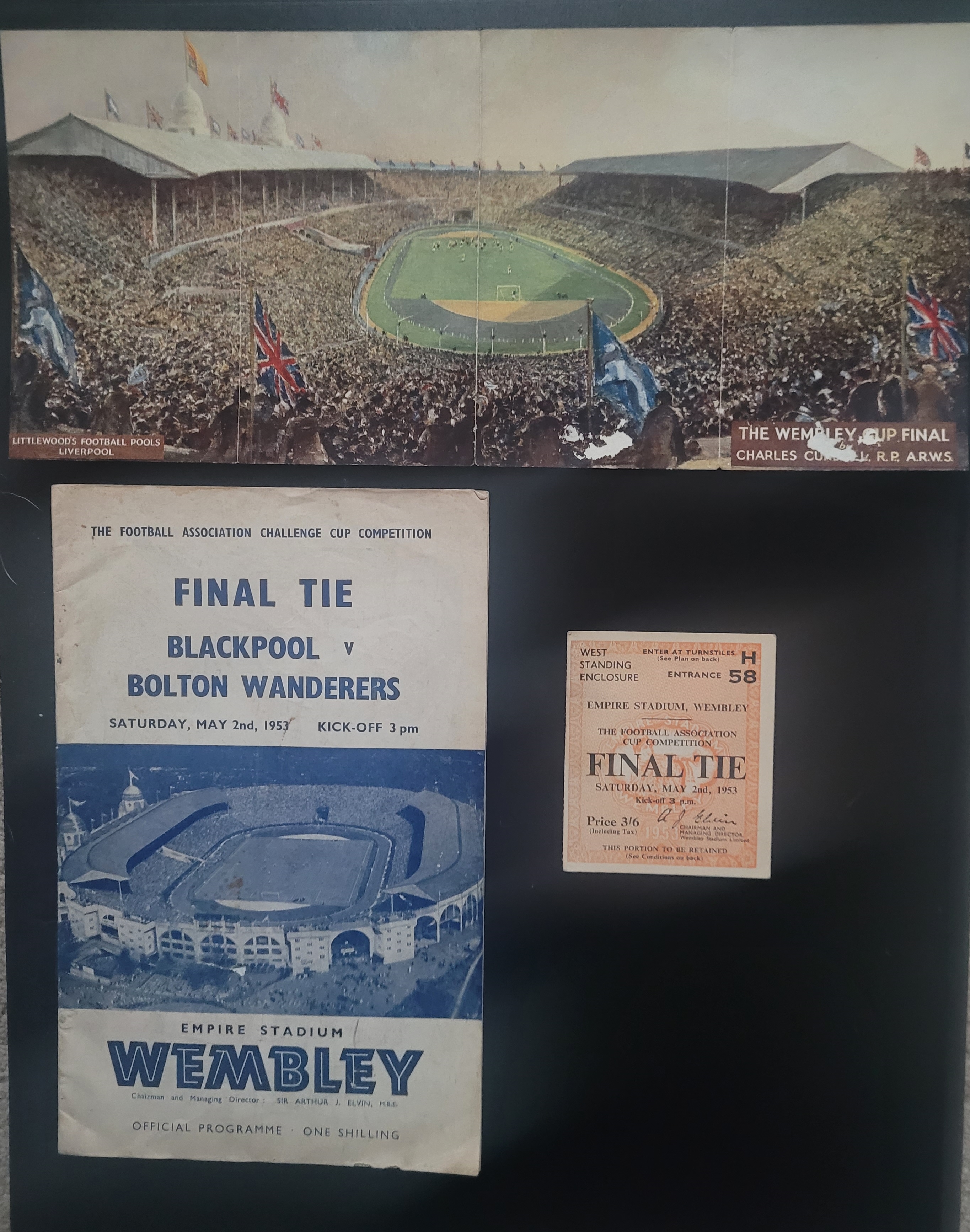 1953 FA CUP FINAL BLACKPOOL V BOLTON WANDERERS PROGRAMME, TICKET & SOUVENIR