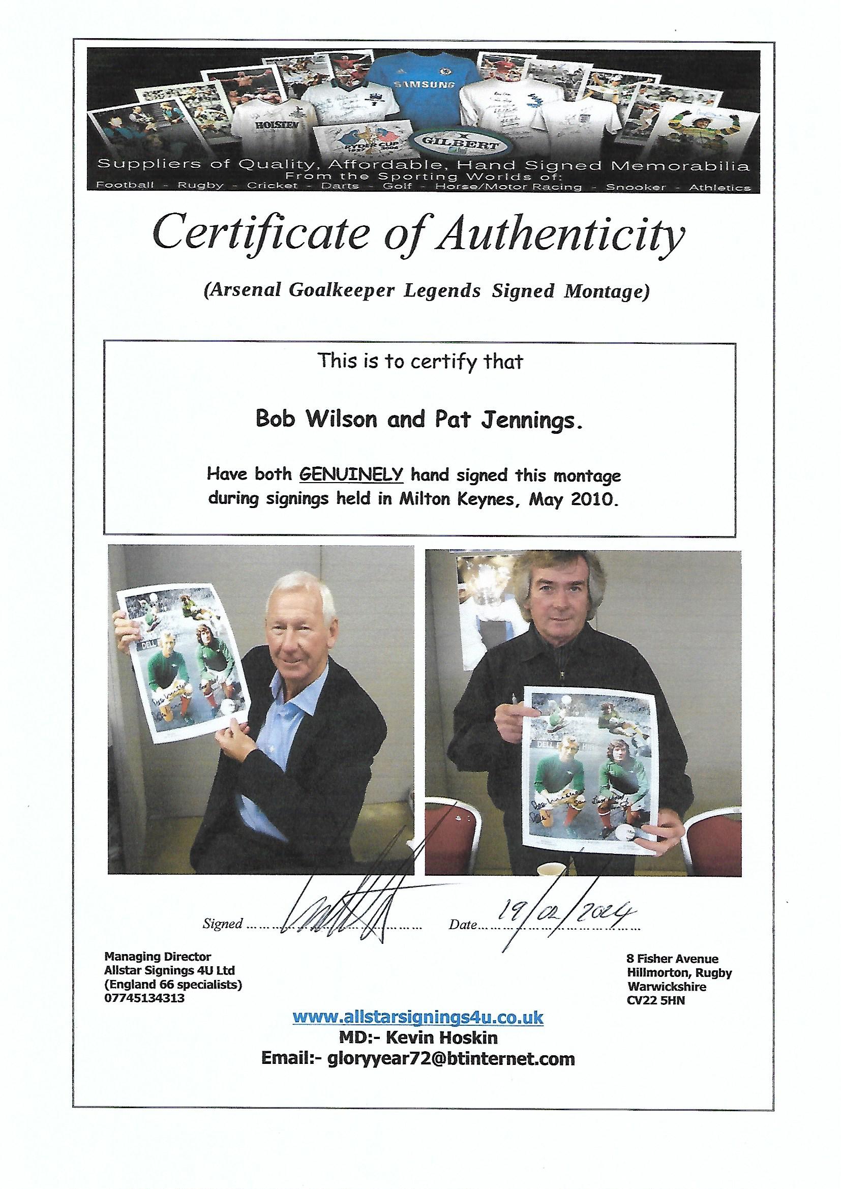 ARSENAL BOB WILSON & PAT JENNINGS AUTOGRAPHED MONTAGE - Image 2 of 2