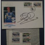 MOTOR RACING FORMULA 1 NIGEL MANSELL AUTOGRAPHED POSTAL COVER & UNUSED STAMP SET