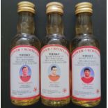 MANCHESTER UNITED 30TH ANNIVERSARY OF 1968 EUROPEAN CUP WIN MINIATURE BOTTLES OF WHISKY X 3