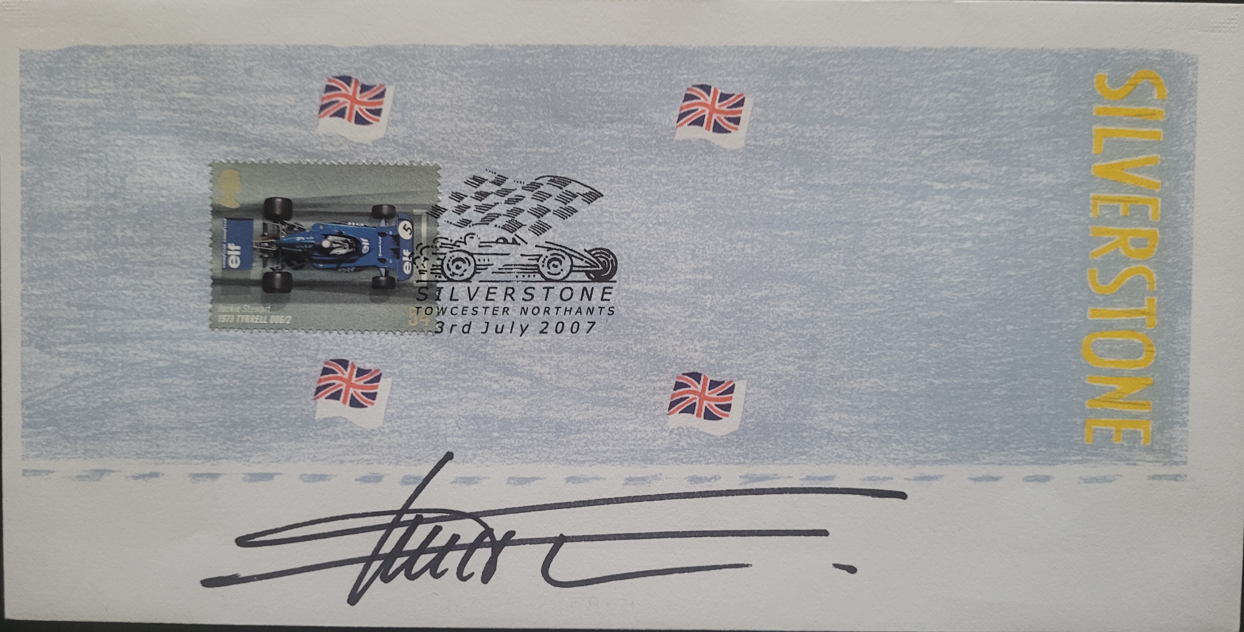 2007 SLVERSTONE MOTOR RACING LTD EDITION POSTAL COVER AUTOGRAPHED BY GIL DE FERRAN