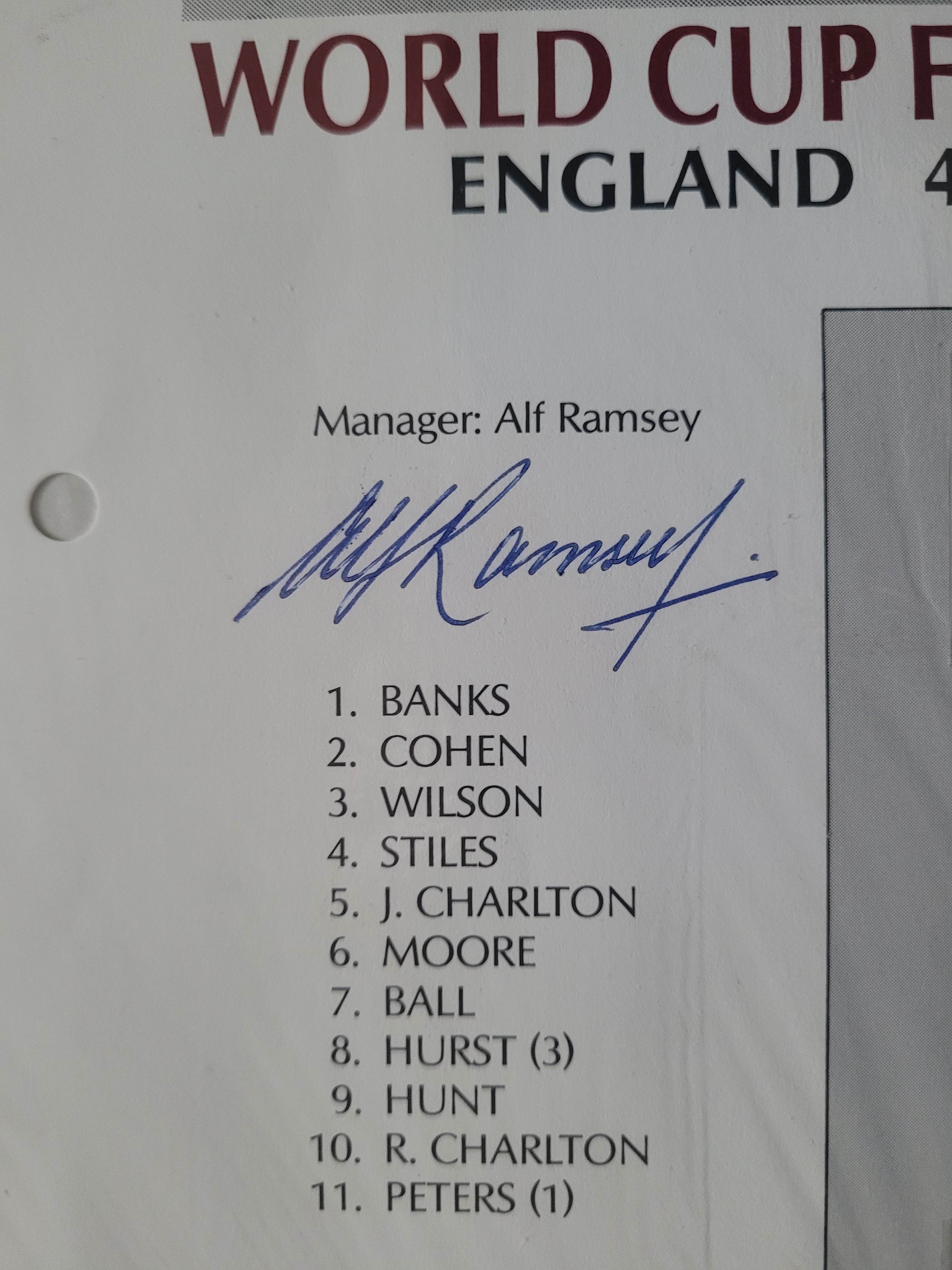 1966 WORLD CUP ALF RAMSEY AUTOGRAPH - Bild 2 aus 2