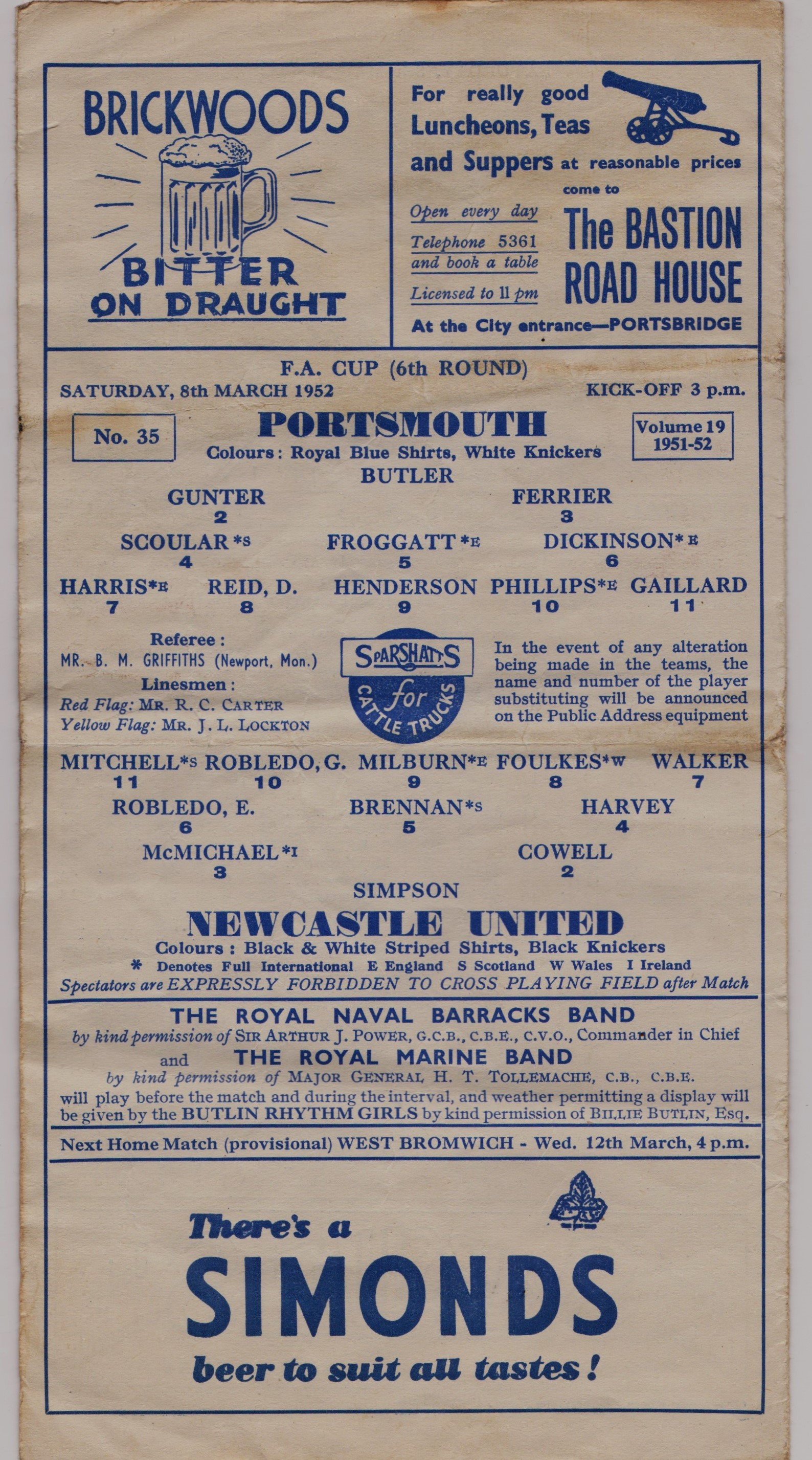 1951/52 F.A. CUP PORTSMOUTH V NEWCASTLE UNITED WINNERS - Image 2 of 2