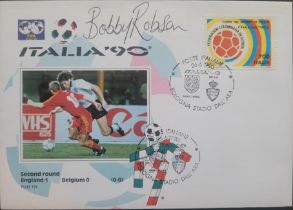 1990 WORLD CUP BELGIUM V ENGLAND POSTAL COVER AUTOGRAPHED BY BOBBY ROBSON