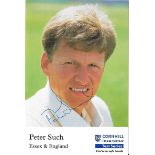 CRICKET PETER SUCH ESSEX & ENGLAND AUTOGRAPHED CORNHILL PHOTO CARD