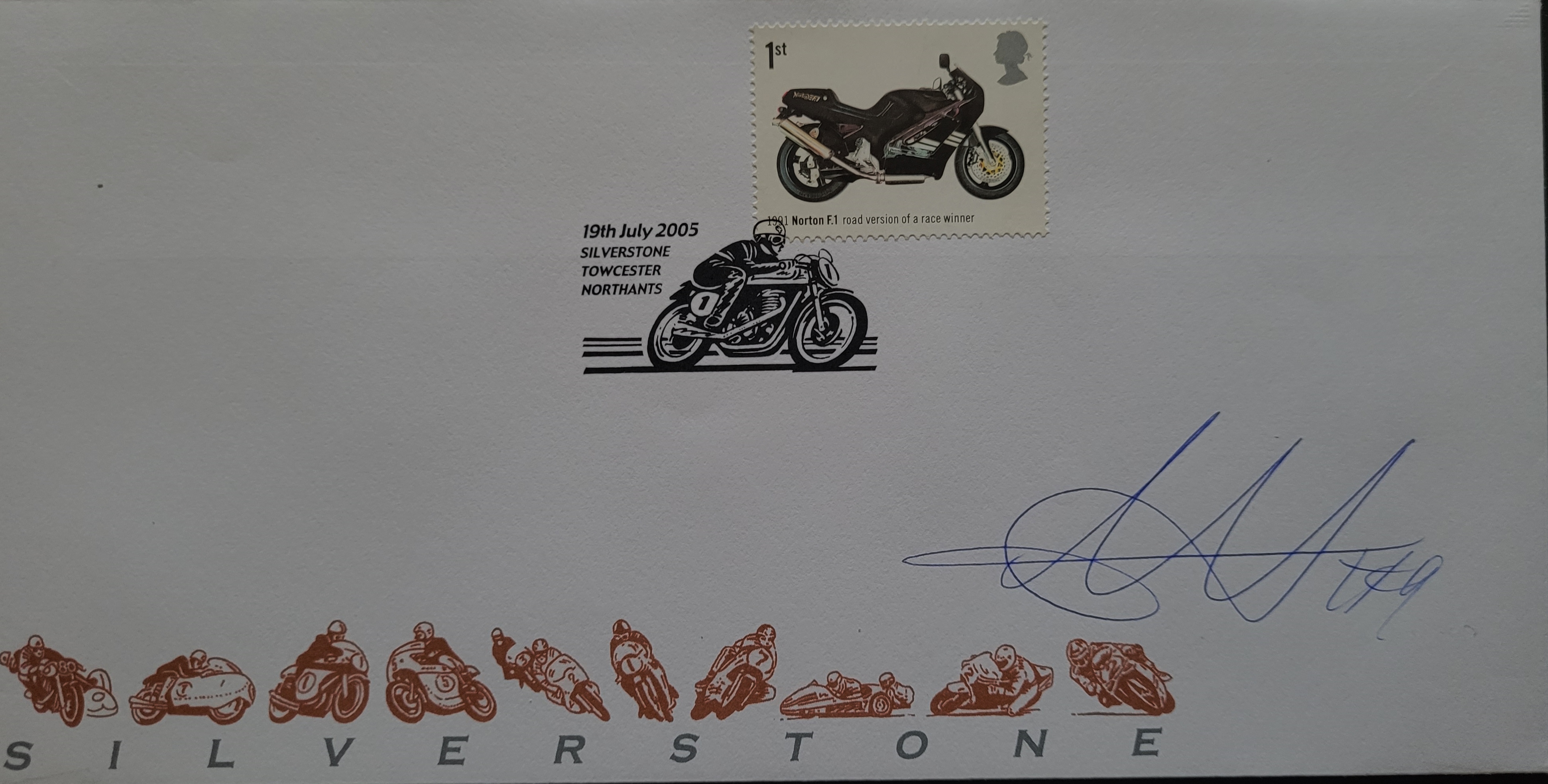 MOTORCYCLE RACING SILVERSTONE LIMITED EDITION POSTAL COVER AUTOGRAPHED BY CHRIS WALKER