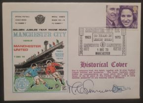 1973 MANCHESTER CITY V MANCHESTER UNITED LTD EDITION POSTAL COVER SIGNED BY MIKE SUMMERBEE