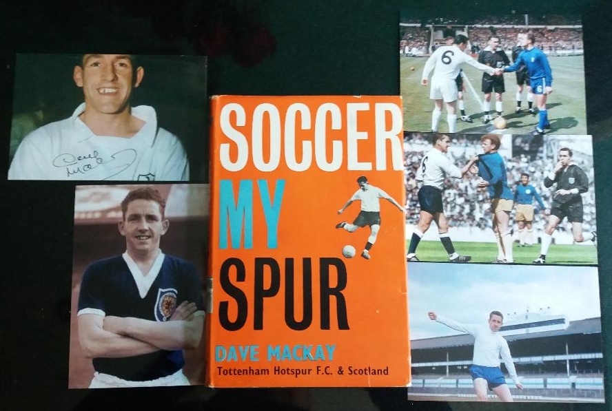 TOTTENHAM HOTSPUR DAVE MACKAY 128 PAGE BOOK & 5 QUALITY REPRINTED PHOTO'S