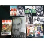 MANCHESTER UNITED & IRELAND GEORGE BEST BOOKS X 2 AND 8 QUALITY REPRINTED PHOTOS