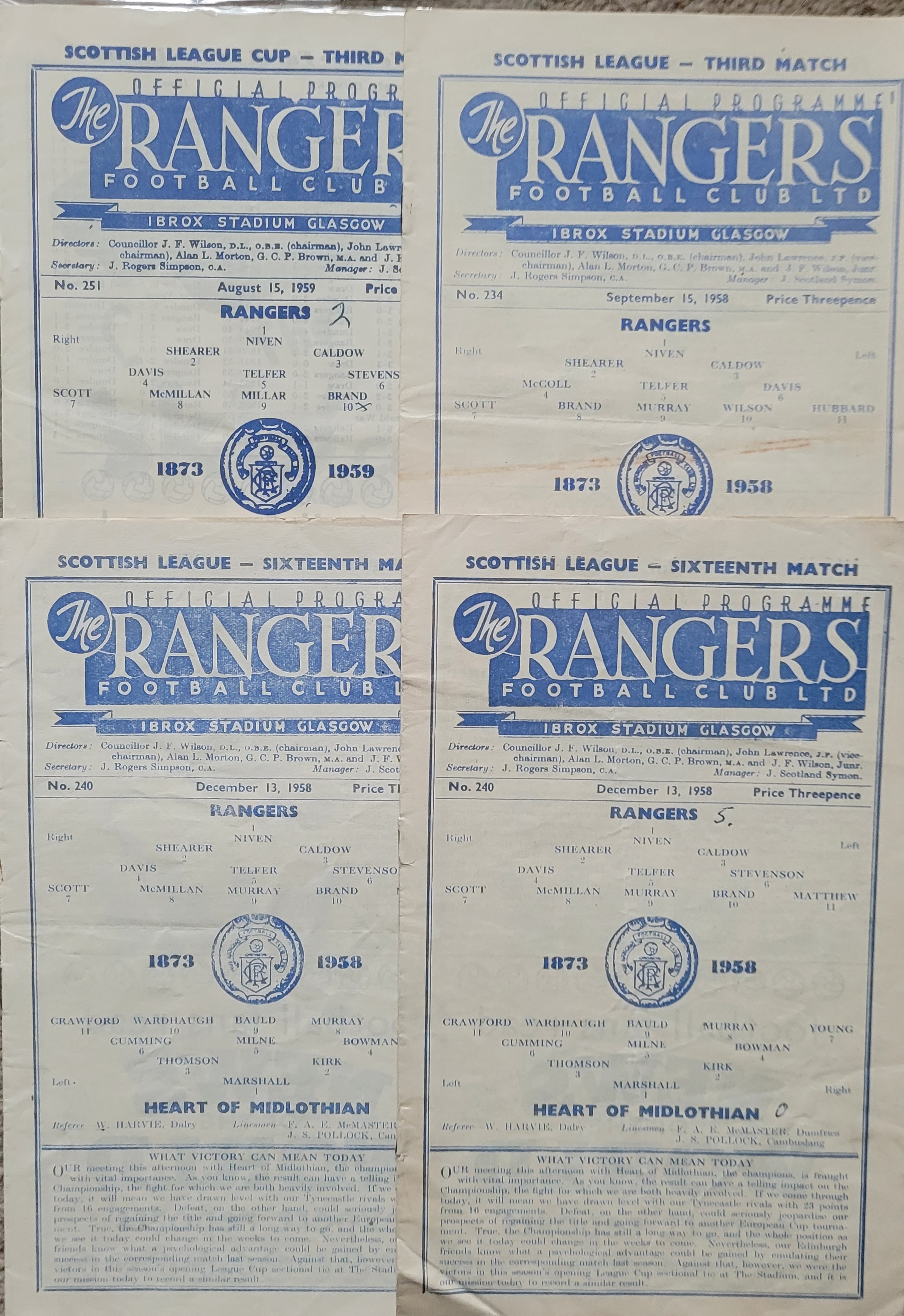 RANGERS 1950'S & 60'S HOME PROGRAMMES X 11 & 1 AWAY - Image 2 of 2