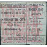 1969-70 MANCHESTER UNITED V MANCHESTER CITY FA CUP 4TH ROUND TICKET