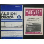 1966 WEST BROMWICH ALBION V WEST HAM UNITED LEAGUE CUP FINAL BOTH LEGS