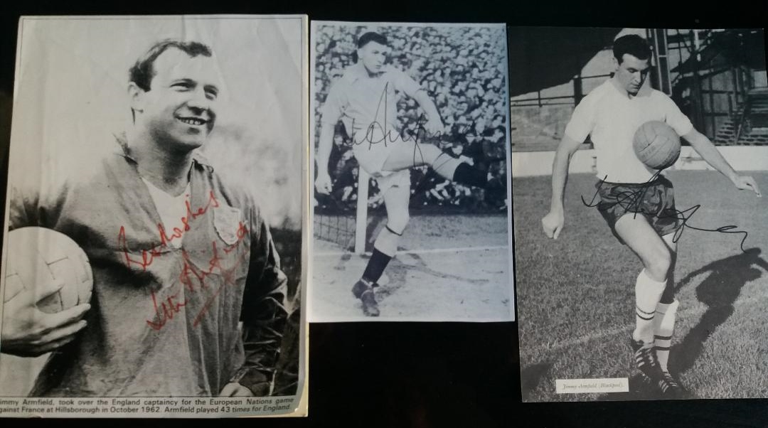 BLACKPOOL & ENGLAND 1966 WORLD CUP SQUAD MEMBERS ORIGINAL AUTOGRAPHS X 3