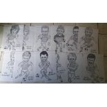 ASTON VILLA 12 SKETCHES OF 1990'S PLAYERS BY MIKE TAYLOR